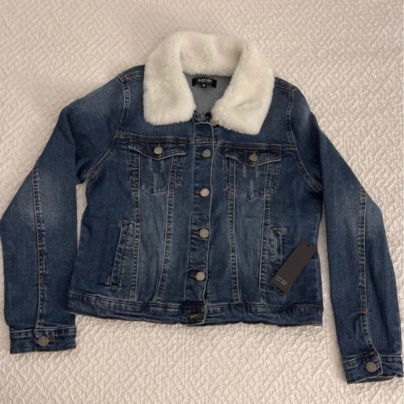 Denim Jacket w/ Faux Fur Collar - Picture 1 of 6